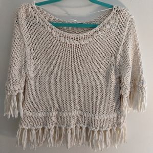 NWT FREE PEOPLE Woven Fringe Sweater